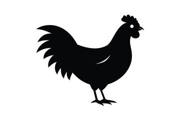 Fototapeta premium Chicken Silhouette Minimalist Black Farm Animal