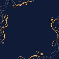 Decorative Abstract Golden Frame with Smooth Curved Lines and Minimal Dot Elements on White  for Elegant Graphic Designs, Invitations, and Professional Templates
