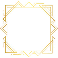  Elegant luxury golden geometric frame with origami birds in a clean minimalist line art style, perfect for wedding invitations, greeting cards, modern branding, decorative borders, and sophisticated 