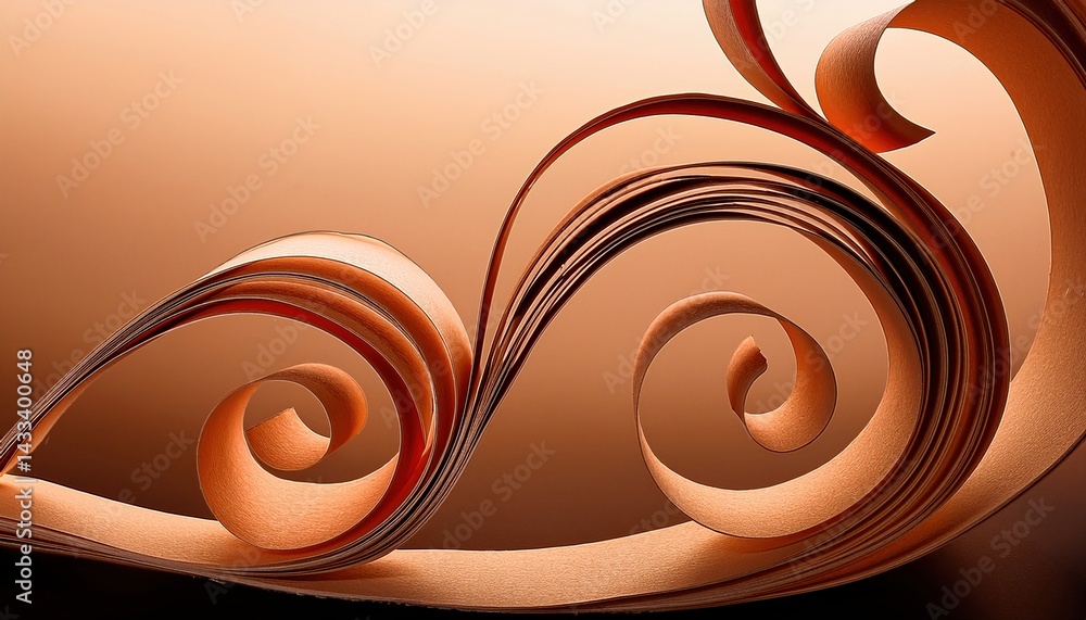 Aufkleber artistic paper design swirls studio abstract image minimalist setting close-up view creative concept
