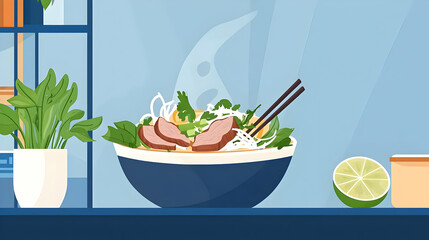 Pixel Art Bowl Of Vietnamese Noodle Soup