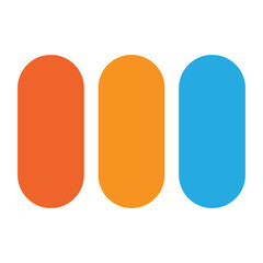 Vector illustration design presents a medical set with an orange pill, button, and sticker as a pharmacy icon concept