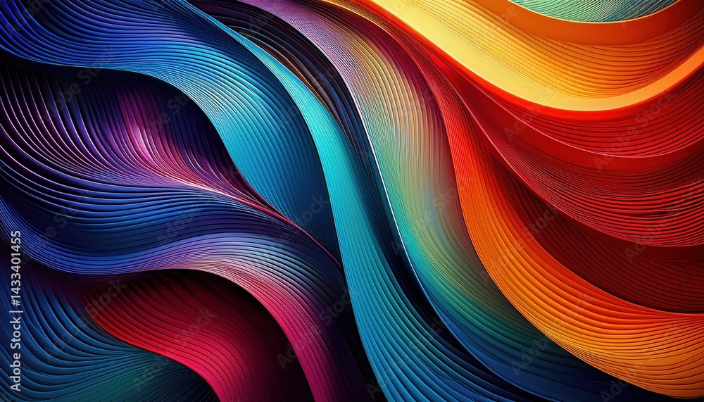 Poster dynamic color waves flowing through abstract art landscape vibrant visuals digital creation studio e