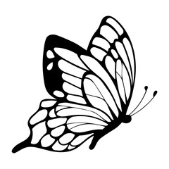 Intricate Black & White Butterfly Silhouette Elegant Minimalist Insect Vector Art for Modern Design