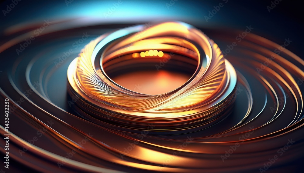 Poster dynamic abstract design featuring golden swirls digital art modern environment close-up view creativ