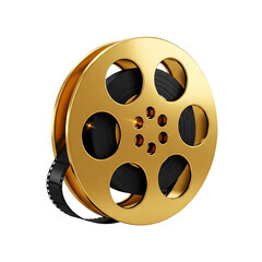Realistic Shiny Gold Film Movie Reel 3D Model for Cinema Production