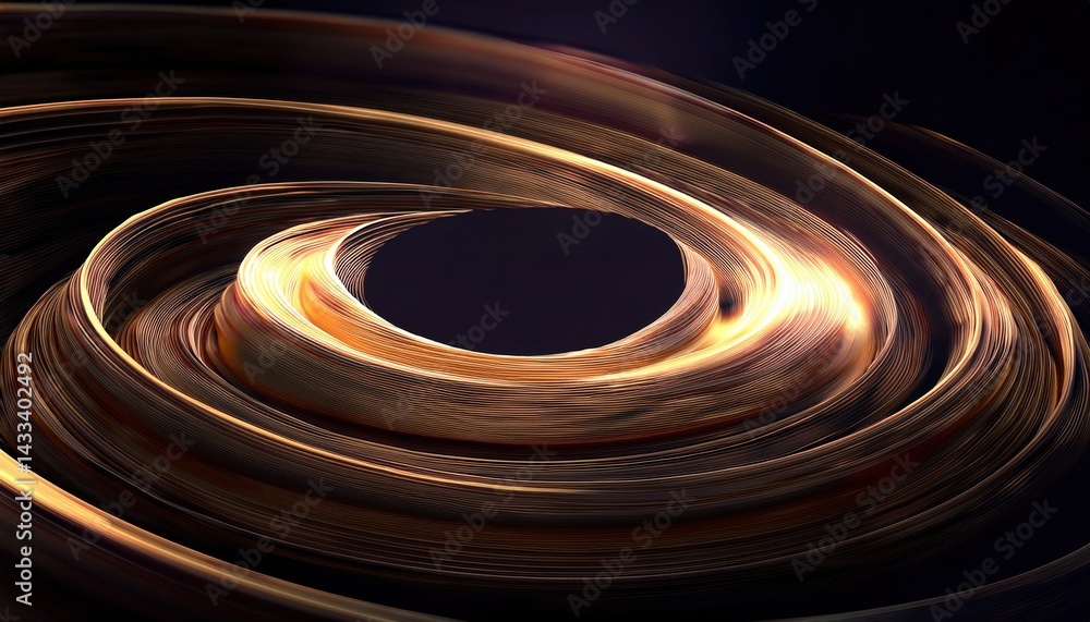 Poster dynamic spiral motion of light in a cosmic environment abstract art digital composition dark backgro