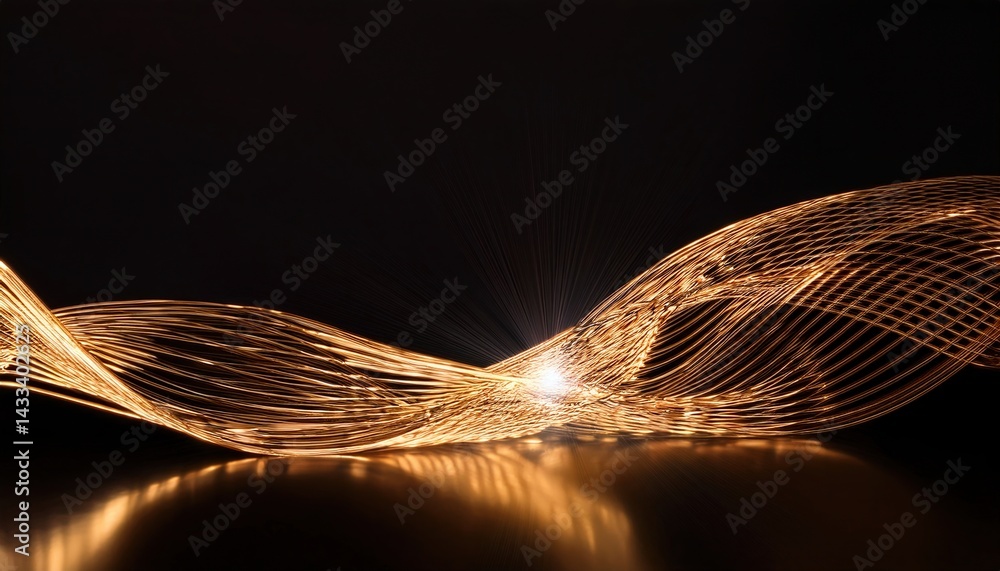 Poster dynamic light waves abstract art digital creation dark environment close-up view energy concept