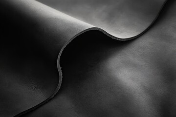 Close-up view of dark gray leather material texture.