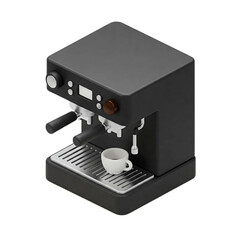Detailed Black Modern Espresso Coffee Machine 3D Model for Kitchen or Cafe Renders