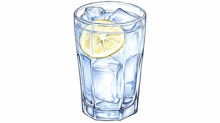 Refreshing lemon water with ice in a glass, perfect for summer thirst quencher,  healthy hydration