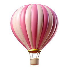 Naklejka premium A colorful hot air balloon with a basket floats in the vast blue sky, offering a sense of freedom and adventure during travel