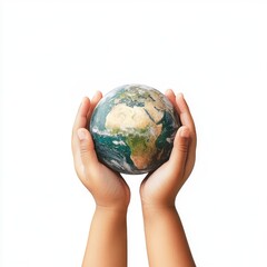Hands holding a globe, symbolizing care for the Earth and global responsibility.