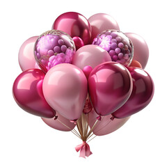 A single pink helium balloon, a fun and colorful party decoration, is isolated on a white background