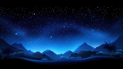 Fototapeta premium Night Sky Over Desert Mountains and Palms