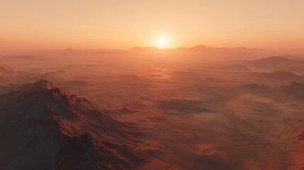 Martian Sunset: A Breathtaking Panorama of the Red Planet's Majestic Landscape