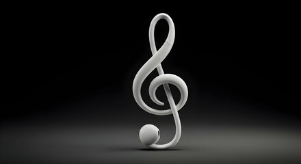 Silver Treble Clef on Dark Background Music Symbol Harmony Melody Classical Composition Notation Sound Art Performance