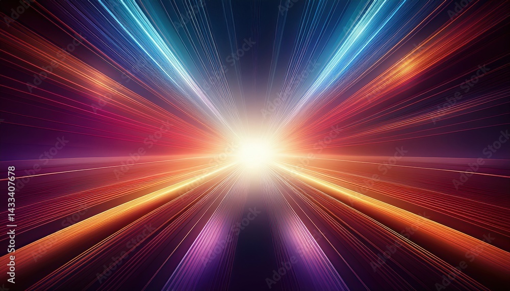 Poster dynamic light burst action abstract space digital artwork colorful environment futuristic viewpoint 