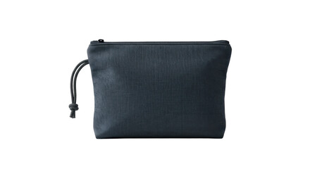 Black fabric zipper pouch with handle for travel or personal care storage