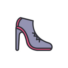 Woman shoes colored icons, minimalist vector illustration ,simple transparent graphic element .Isolated on white background