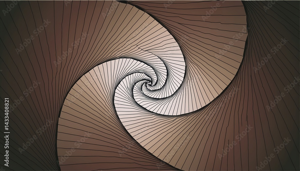 Poster dynamic spiral pattern abstract art digital creation visual design indoor studio eye-level perspecti
