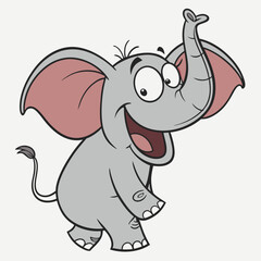 Obraz premium Cute Cartoon Elephant Smiling Vector Art Illustrator