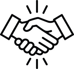 Fototapeta premium Handshake Icon Black and White Minimal Design Symbolizing Partnership, Cooperation, and Business Deal