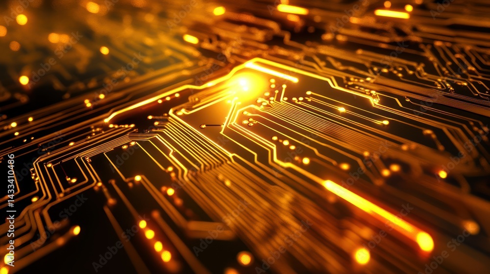 Aufkleber illuminated circuit board showing complex electronic component details