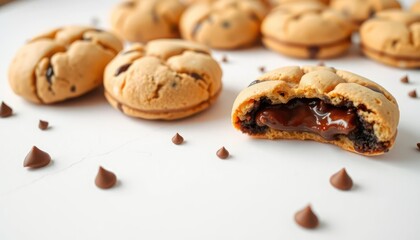 Chocolate-filled cookies on white background (1)