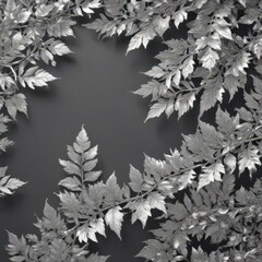 Intricate silver leaf border; shimmering, elegant foliage pattern ,  border,  leaves