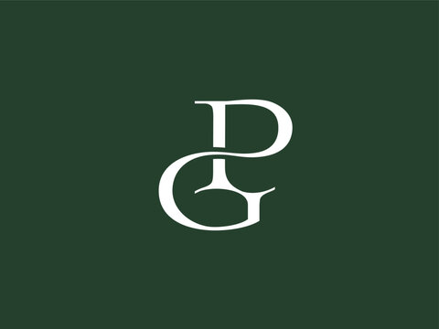 Elegant PG serif monogram logo, classic and modern. Subtle organic elements in design add a natural, graceful touch. Ideal for luxury premium brands, including fashion, beauty cosmetics, accessories.