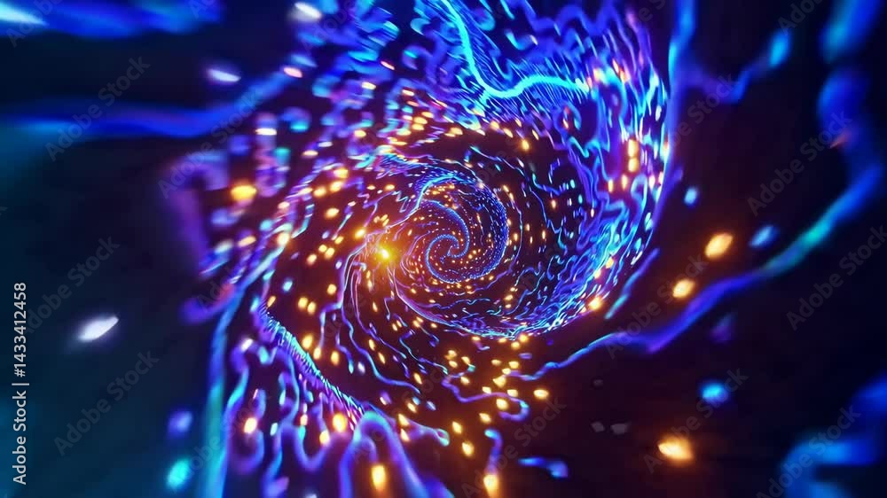 Poster vivid spiral light trail dynamics in abstract motion sequence