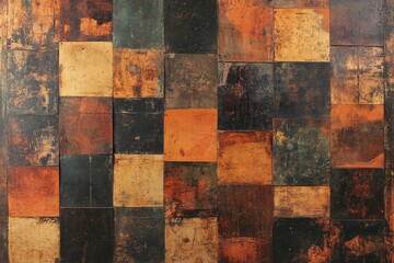 Intricate mosaic pattern of weathered, colorful squares.
