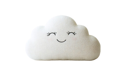 Adorable Cloud-Shaped Pillow on White Background for Nursery Decor and Kids Bedroom, Soft and Fluffy Pillow