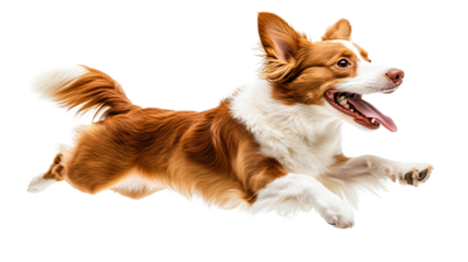 Happy Dog Leaping in Joy on White Background