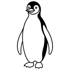 Penguin Silhouette Line Art