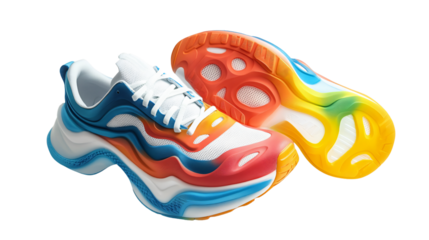 Vibrant Running Sneakers on White Background - Modern Sports Footwear for Active Lifestyle