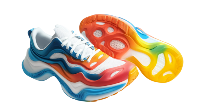 Vibrant Running Sneakers on White Background - Modern Sports Footwear for Active Lifestyle