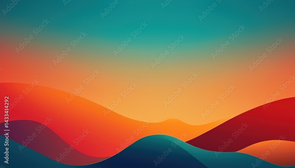 Poster dynamic abstract landscape design digital art colorful waves gradient background modern aesthetic vi