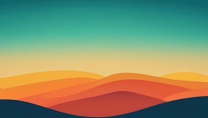 Vibrant sunset over rolling hills nature landscape digital art tranquil environment aerial view serenity concept
