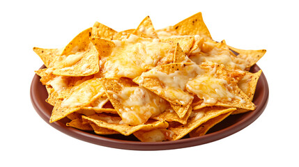 Delicious Plate of Nachos with Cheese on White Background for Food and Restaurant Concepts