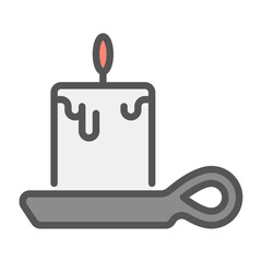 candle filled outline icon. candle color line illustration.
