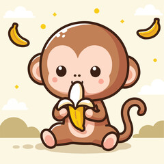 vector image of a cute monkey
