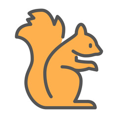 squirrel filled outline icon. animal color line illustration.
