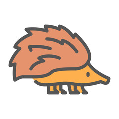 hedgehog filled outline icon. animal color line illustration.