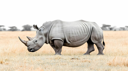 Fototapeta premium Gray Rhinoceros In African Grassland