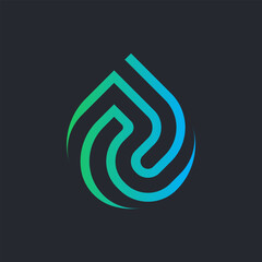 A droplet logo made of neat curved lines that form a beautiful, unique and sophisticated logo. The droplet shape looks very precise so that it forms a neat, clean and pleasing symbol.