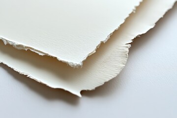 Close-up view of textured white paper sheets layered.