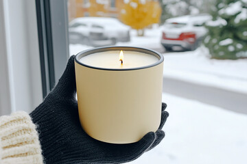 Lighting a candle at home for tranquility during a quiet evening