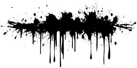 Fototapeta premium Dripping black paint splatter creating an artistic abstract effect on a white background
